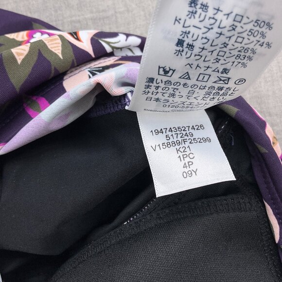Lands End Swim Suit 4P Purple Floral‎ 1pc Ruched Padded Bra Nylon Spandex NWT - Picture 8 of 9